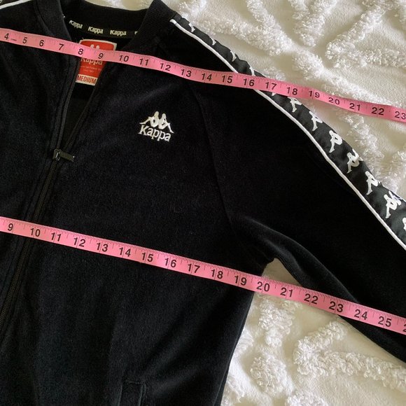 Kappa Y2K Velour Full Zip Track Jacket Black Omini Logo Women’s Streetwear - Picture 7 of 13
